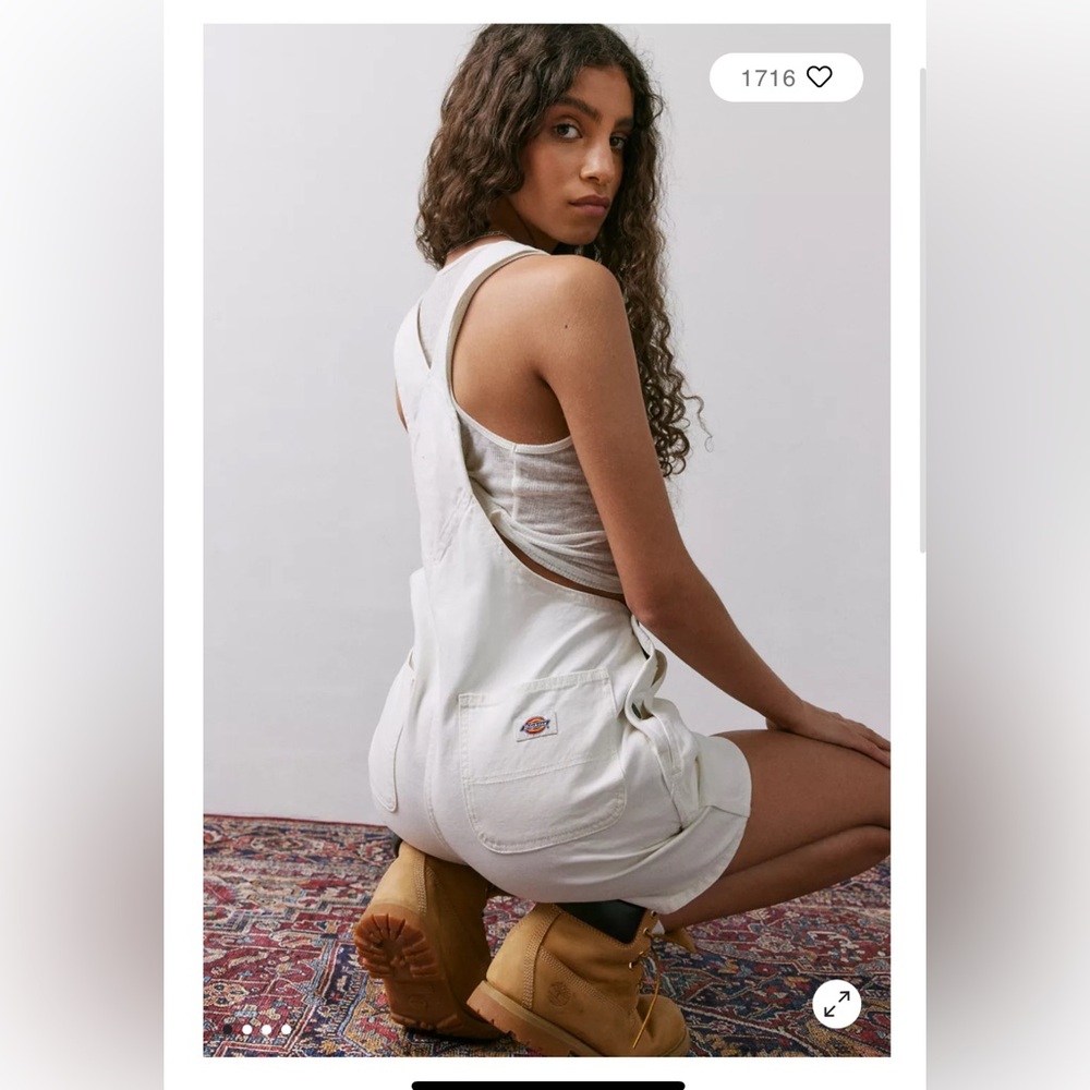 Urban outfitters Dickies duck canvas short overalls in white. NWT. White